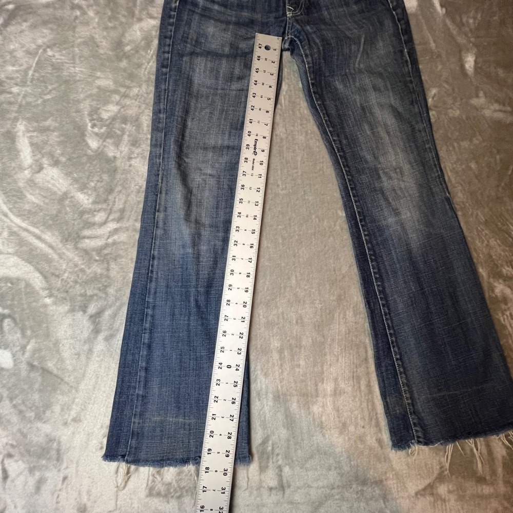 Seven for All Mankind Bootcut Jeans Distressed Frayed Hem Blue Denim Size 28 - Picture 3 of 8